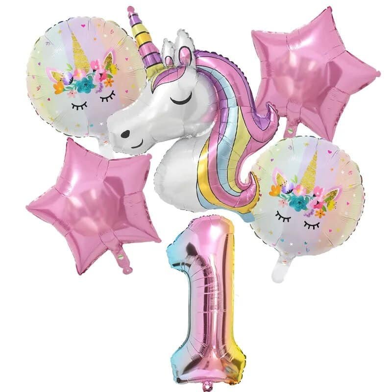 Lot de ballons 1 an Licorne