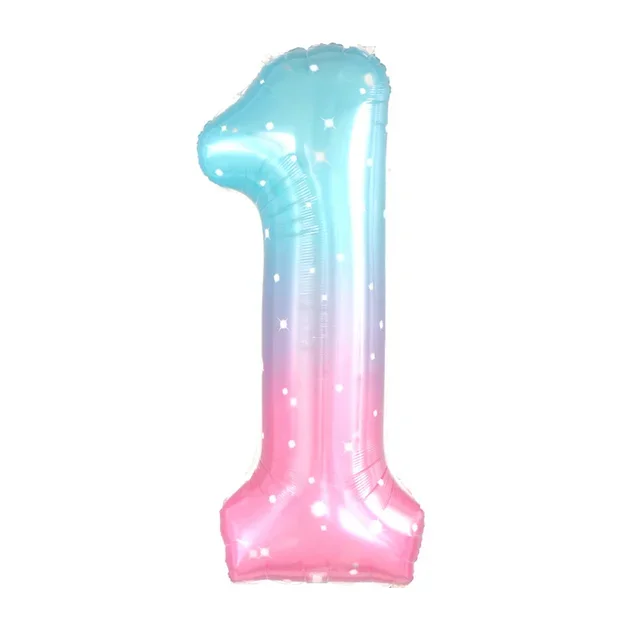 Ballon chiffre 1 bleu rose