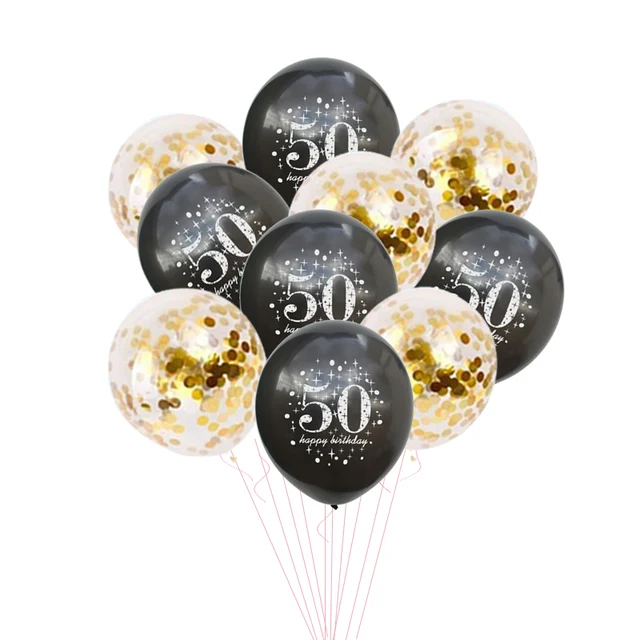 Lot de ballons or et noir 50 ans