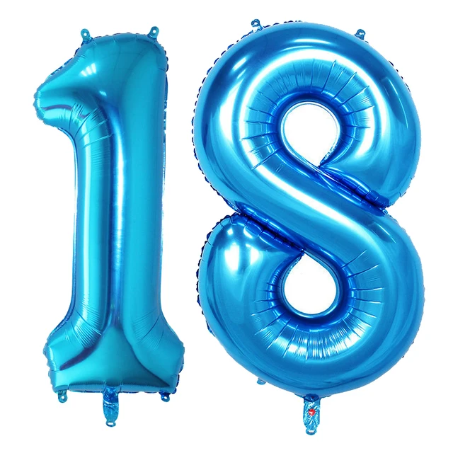 Ballons anniversaire 18 ans bleu