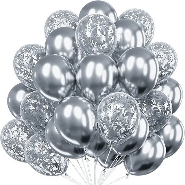 Lot de 30 ballons confettis gris