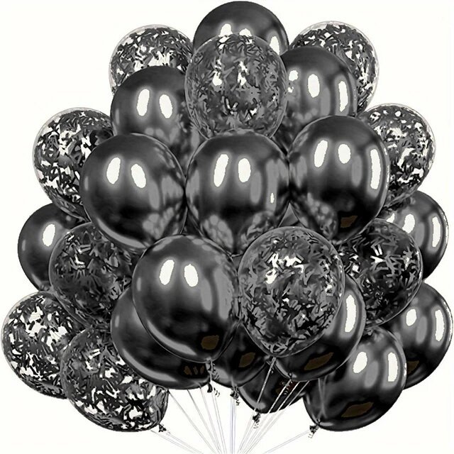 Lot de 30 ballons confettis noirs