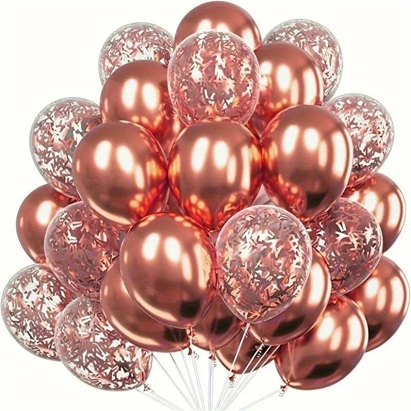 Lot de 30 ballons confettis or rose