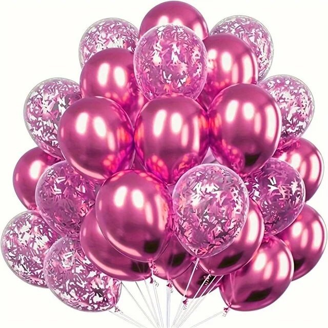 Lot de 30 ballons confettis roses