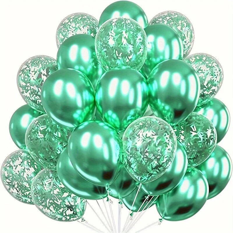 Lot de 30 ballons confettis verts