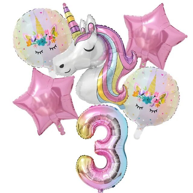 Lot de ballons 3 ans Licorne