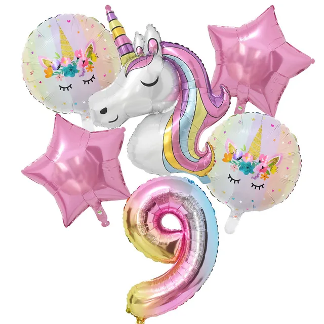 Lot de ballons 9 ans Licorne