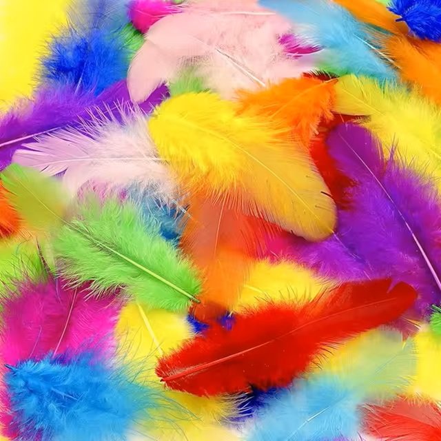 Lot de 100 plumes multicolores