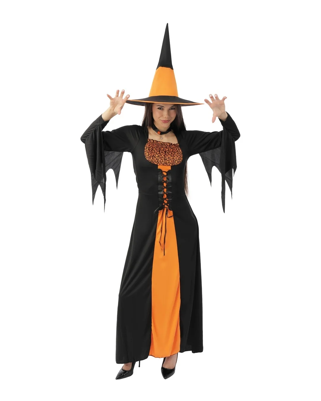 Costume sorcière - adulte - noir, orange