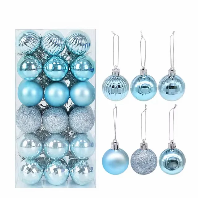 36 boules sapin Noël Bleu ciel