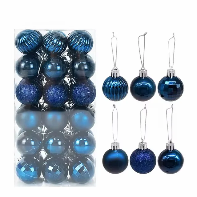 36 boules sapin Noël Bleu marine