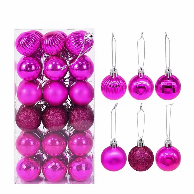 36 boules sapin Noël Fuschia