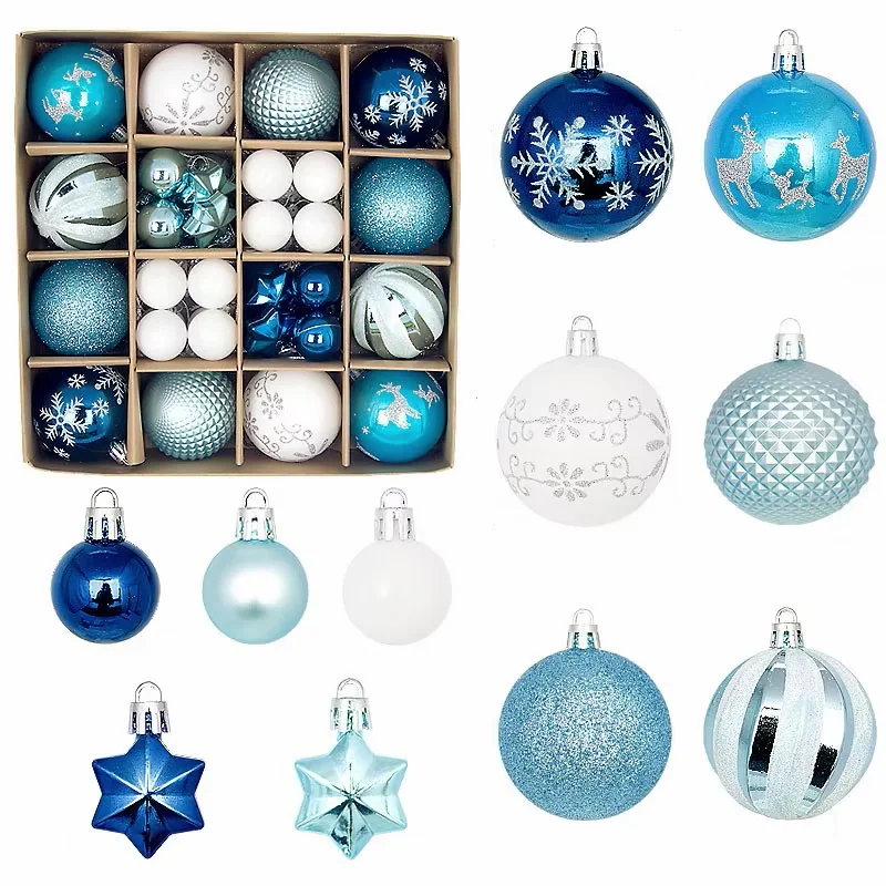 44 boules Noël Bleu et Blanc