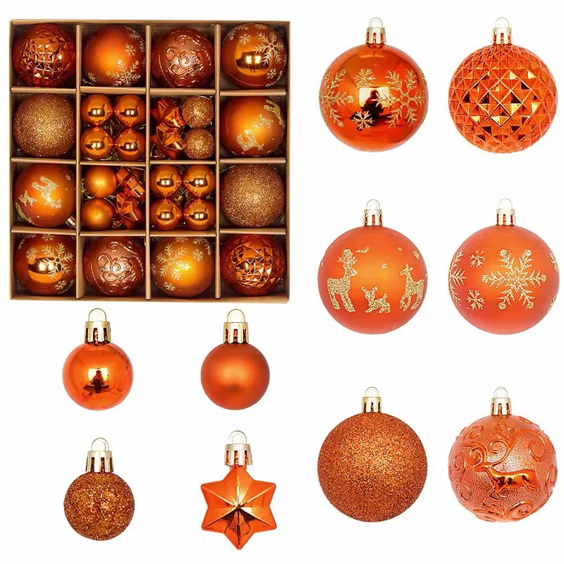 Coffret 44 boules Noël Orange