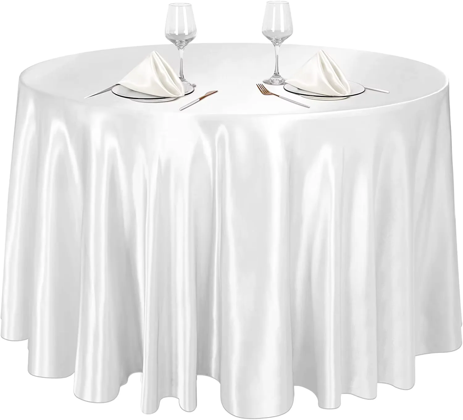 Nappe ronde en satin - blanc