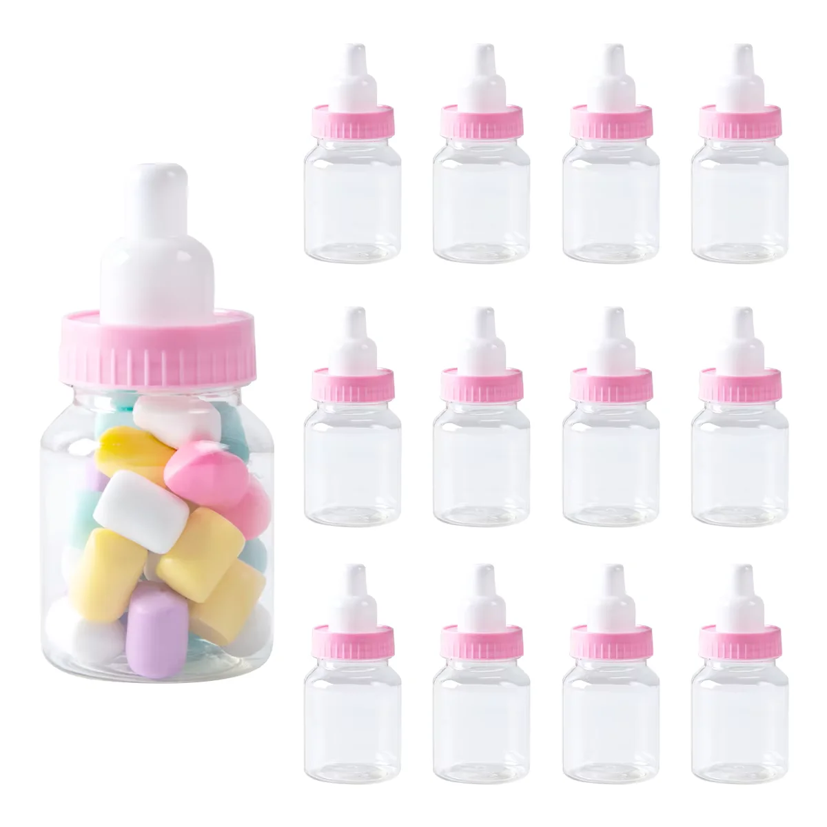 Lot de 12 biberons bébé - rose
