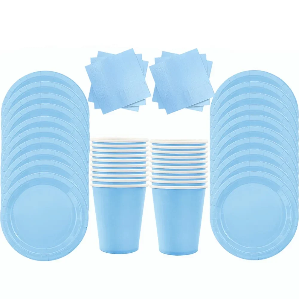 Kit vaisselle jetable Bleu clair
