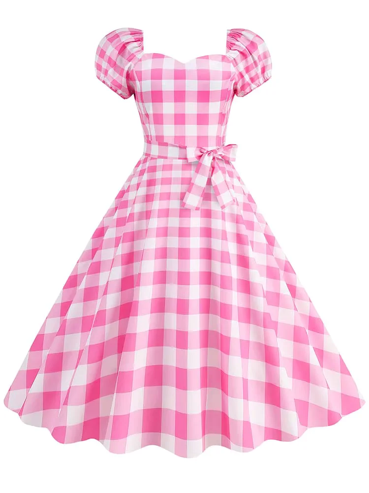 Robe à carreaux rose Barbie
