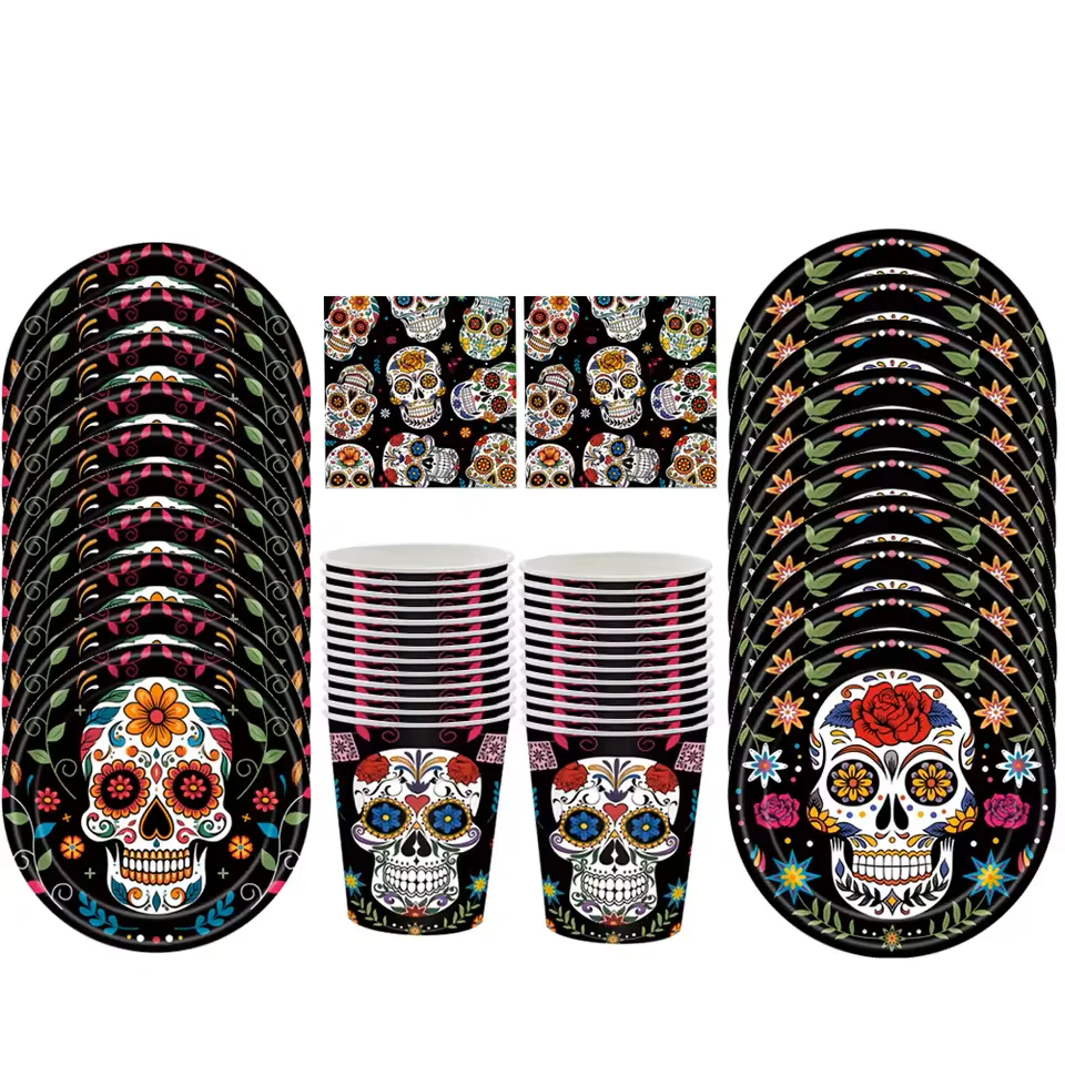 Kit vaisselle jetable Crâne Mexique