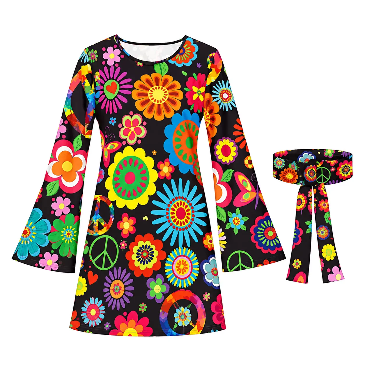 Robe femme hippie multicolore