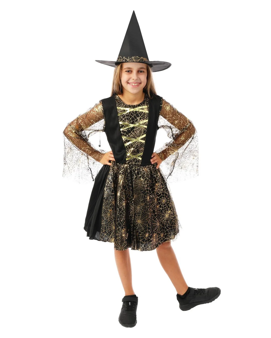 Costume sorcière - noir, or - enfant