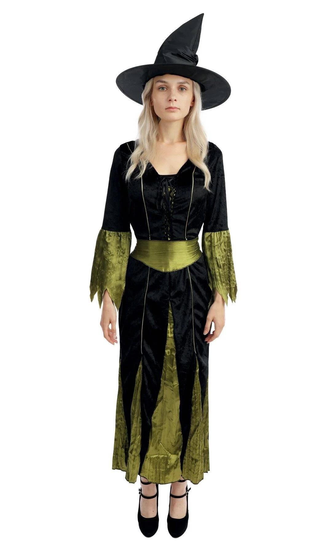 Costume sorcière - noir, vert - adulte