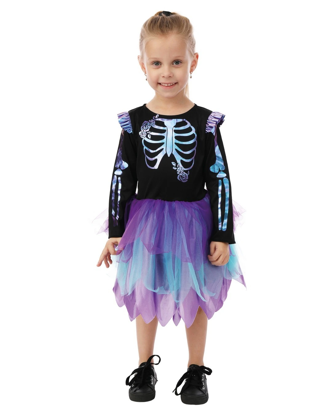 Costume-squelette-irisé-à-froufrou-fille